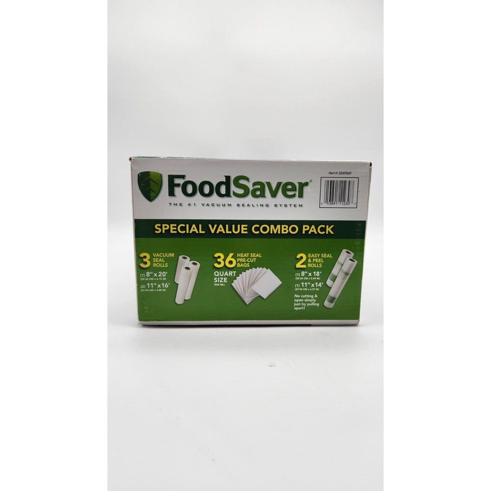 FoodSaver Special Value Vacuum Seal Combo Pack 8" & 11" Rolls 36 Pre-Cut Qt Bags - Picture 2 of 9